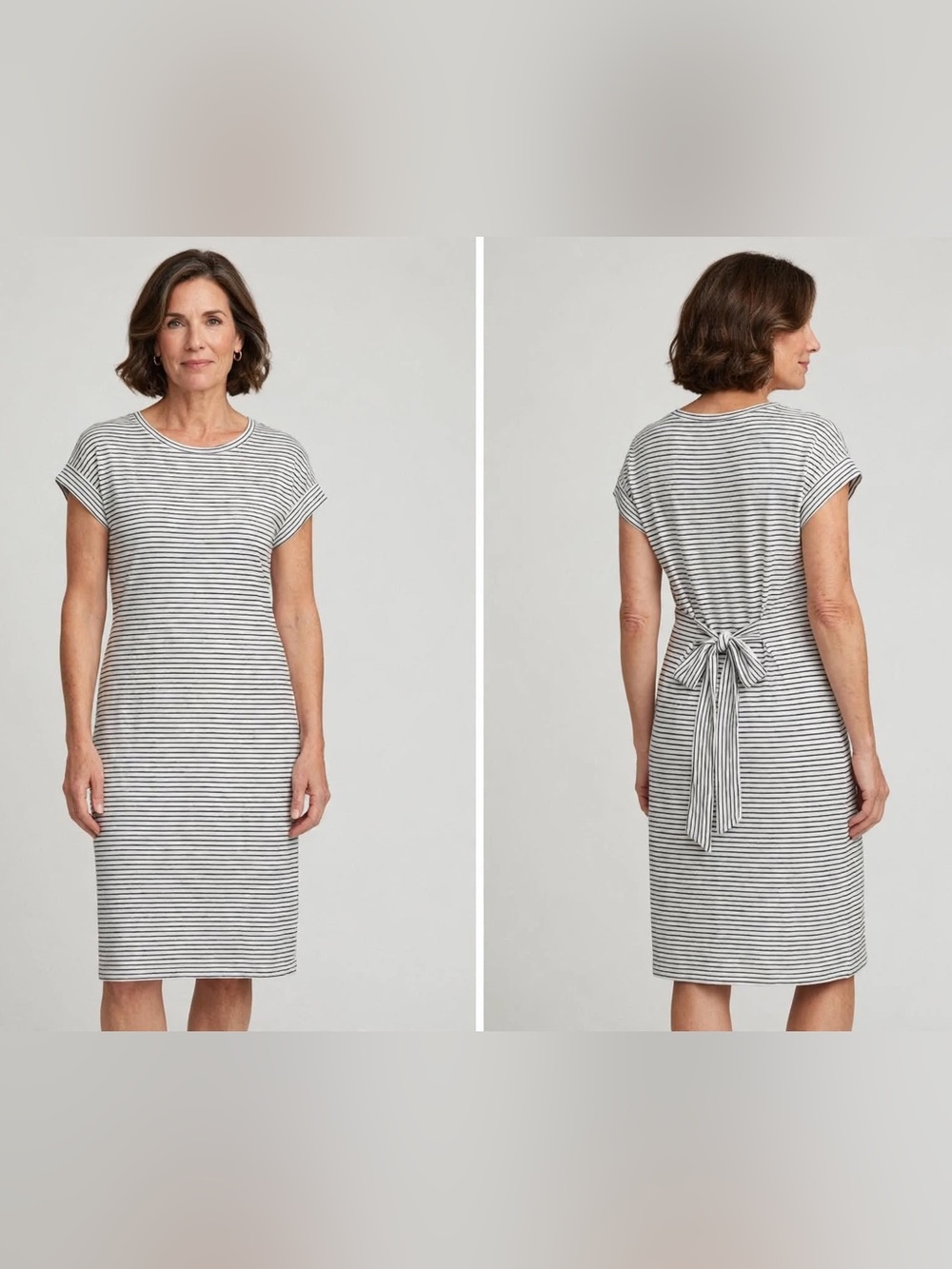 J. Crew Striped Tie-Back Tee Shirt Dress in White and Black